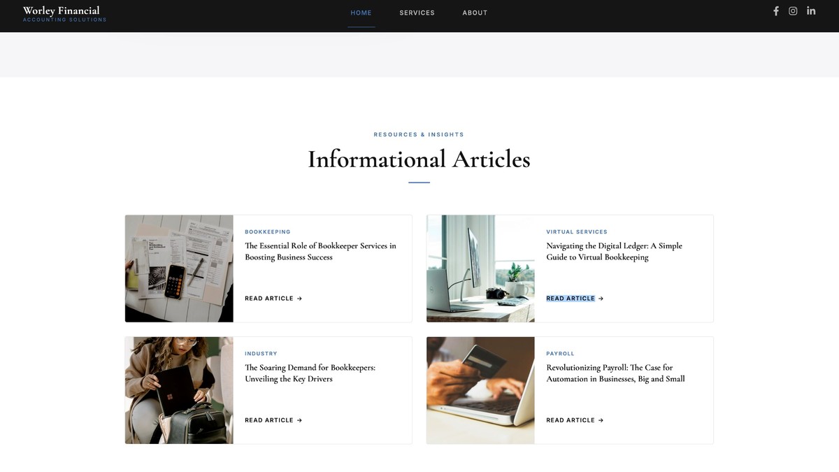 Worley Financial articles section