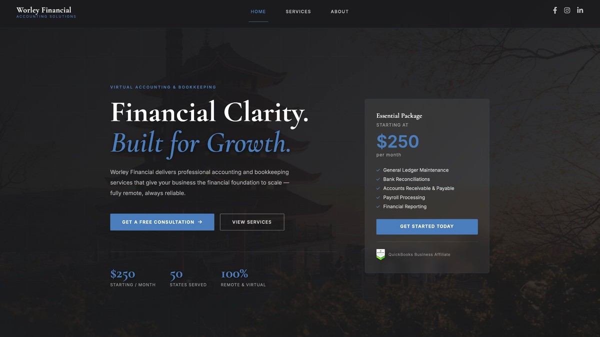 Worley Financial home page